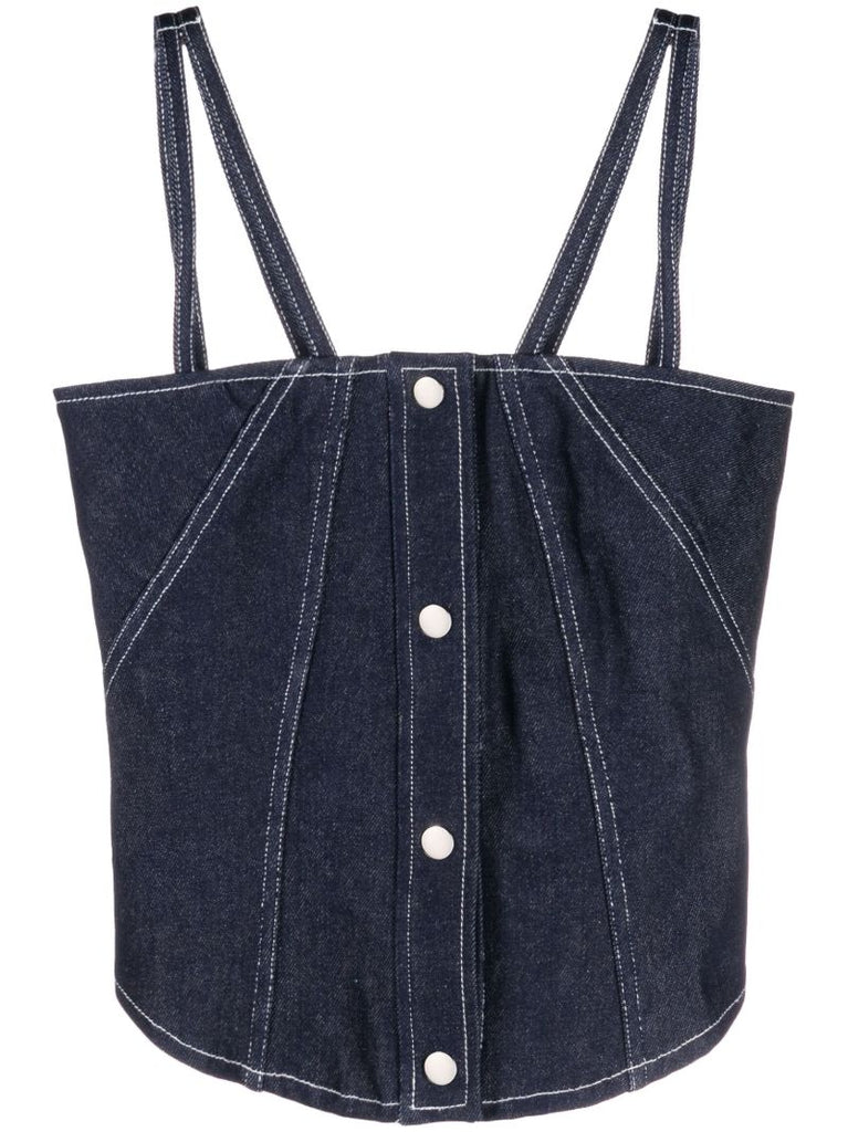 Blue Square-neck Denim Top