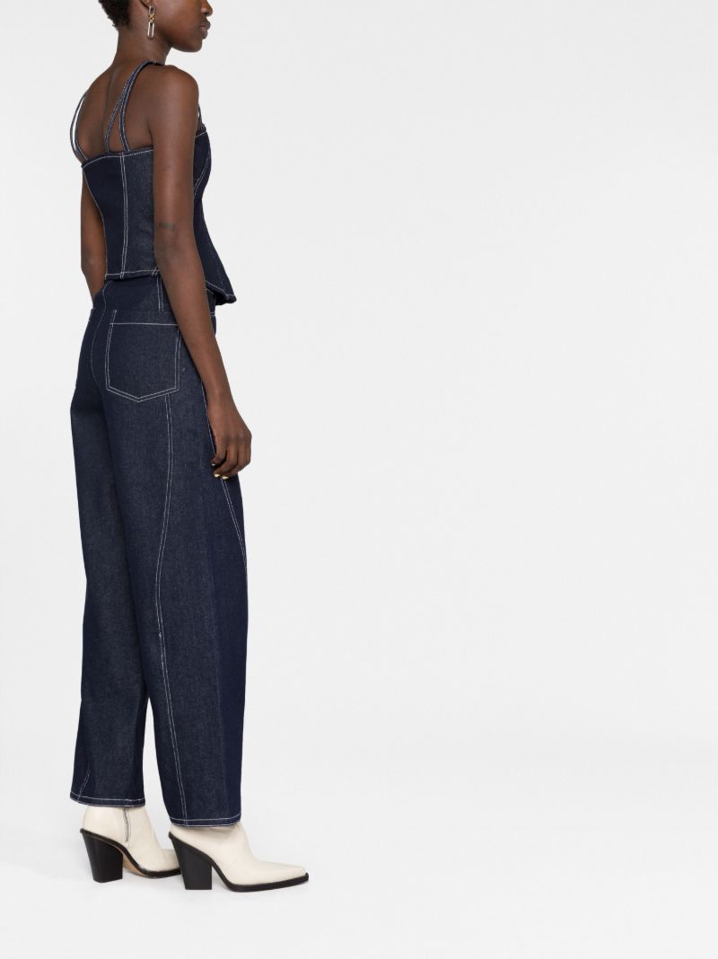 Blue Square-neck Denim Top