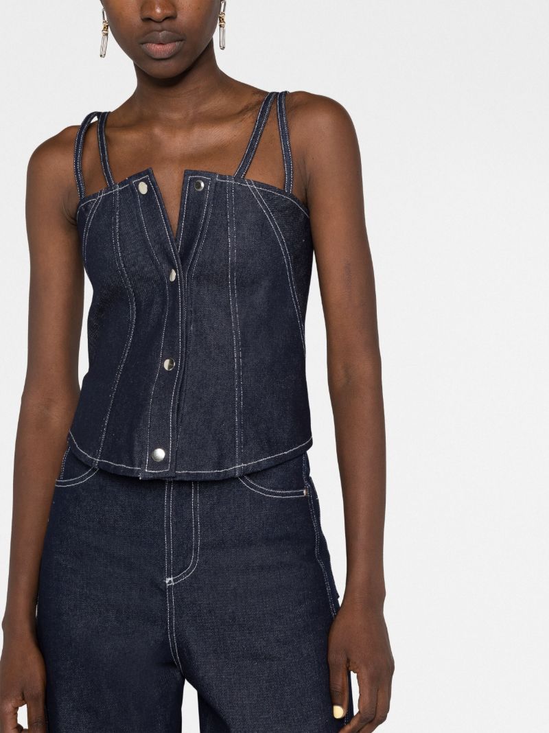 Blue Square-neck Denim Top