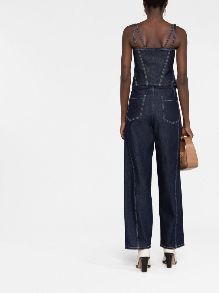 Blue Square-neck Denim Top