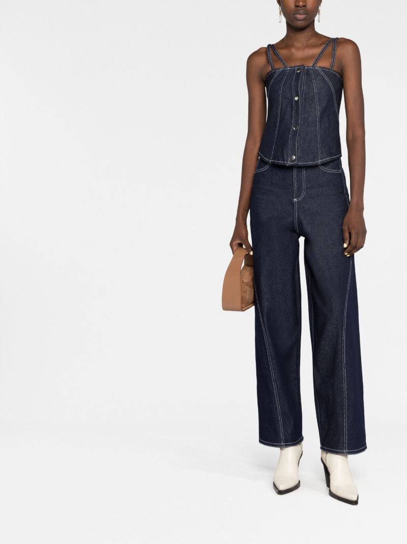 Blue Square-neck Denim Top