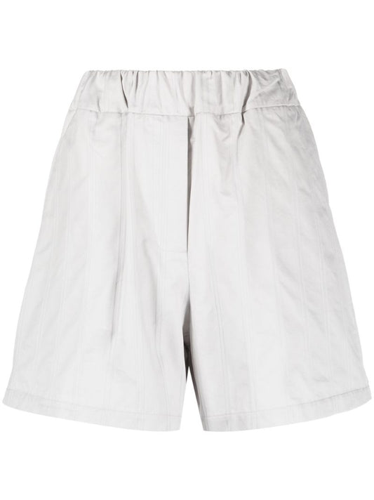 Grey High-waist Cotton Shorts