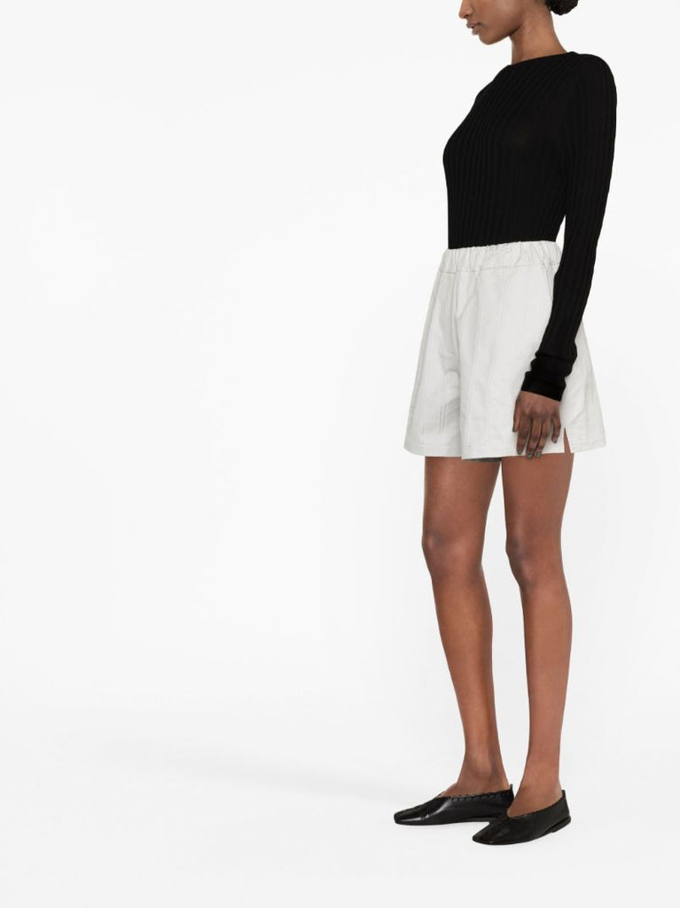 Grey High-waist Cotton Shorts