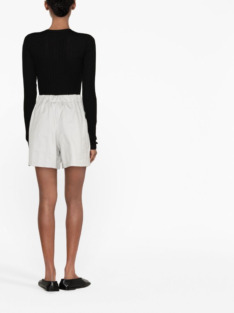 Grey High-waist Cotton Shorts