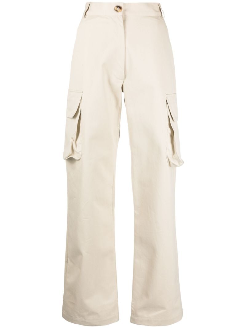 Neutral High-waisted Cargo Trousers