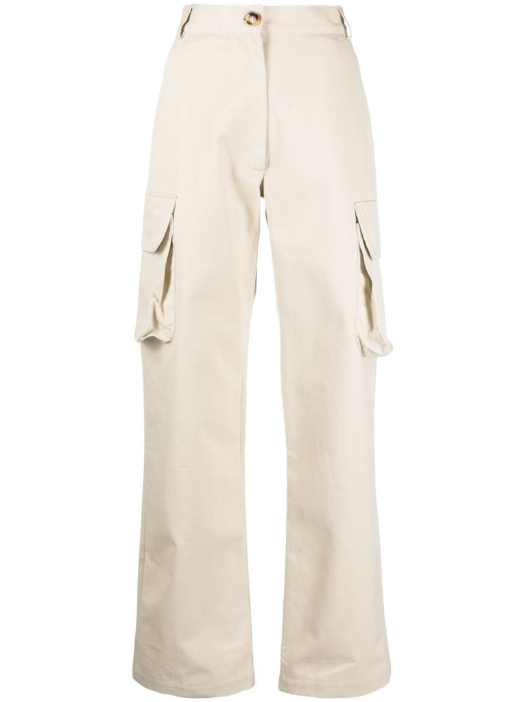 Neutral High-waisted Cargo Trousers