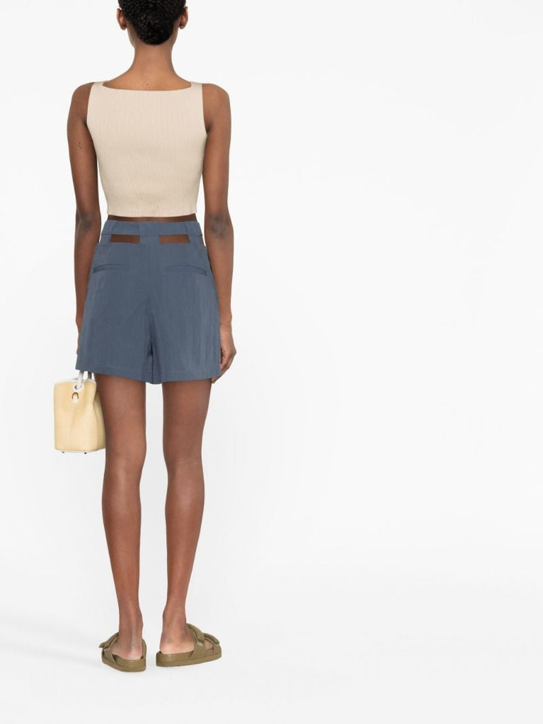 Blue Cut-out High Waist Shorts