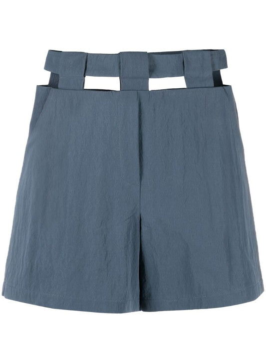 Blue Cut-out High Waist Shorts