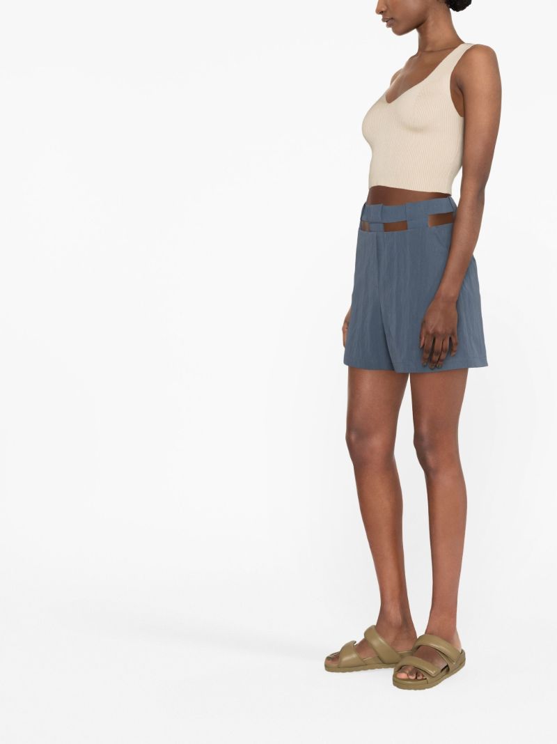 Blue Cut-out High Waist Shorts