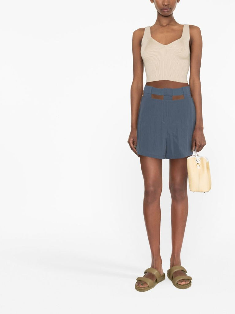 Blue Cut-out High Waist Shorts
