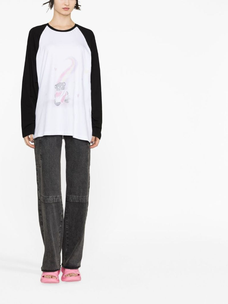 Black Teddy Bear Print T-shirt