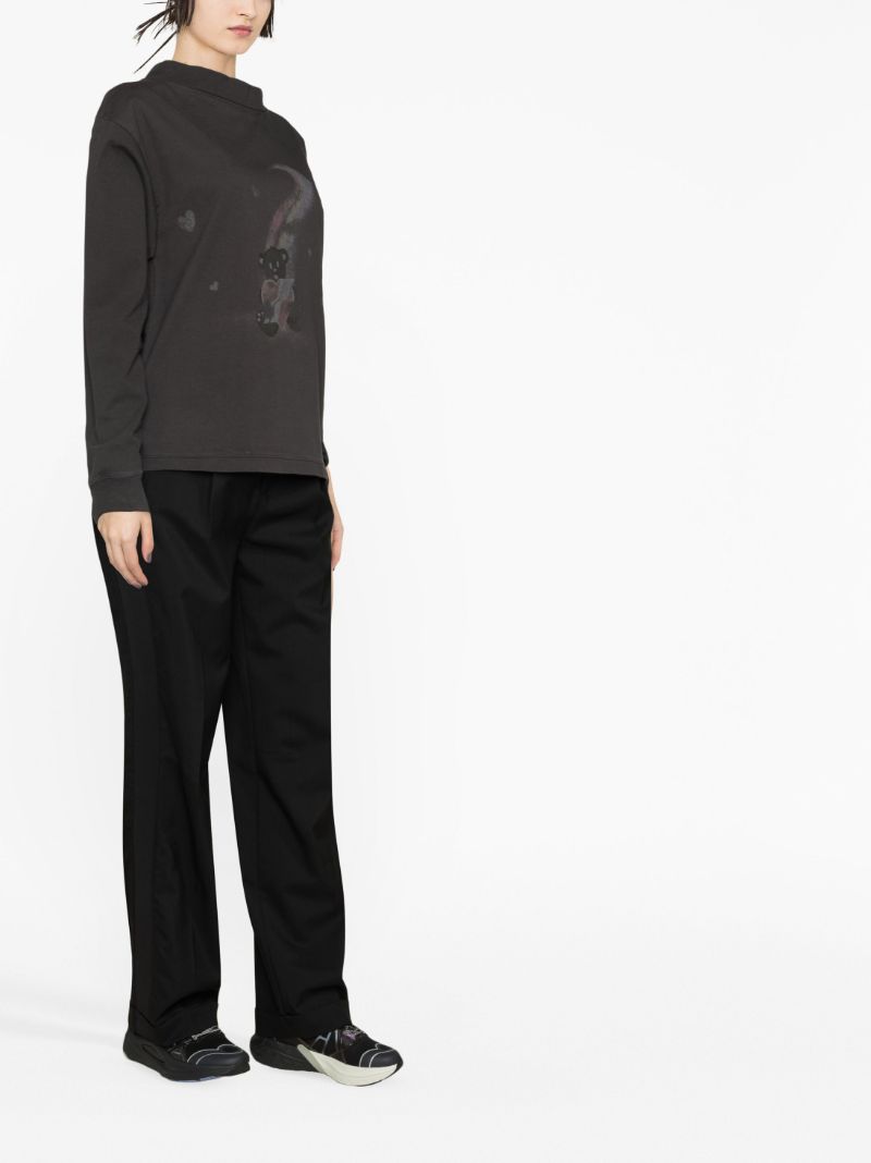 Grey Teddy Bear Print Long-sleeve T-shirt