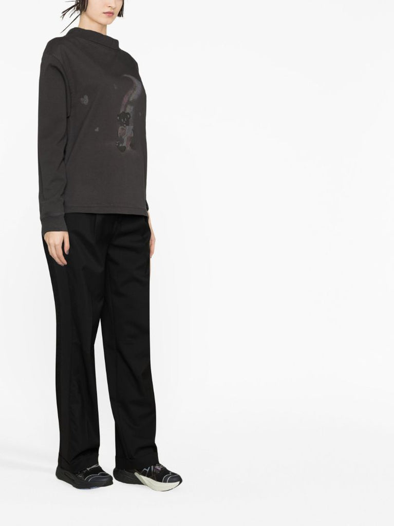 Grey Teddy Bear Print Long-sleeve T-shirt