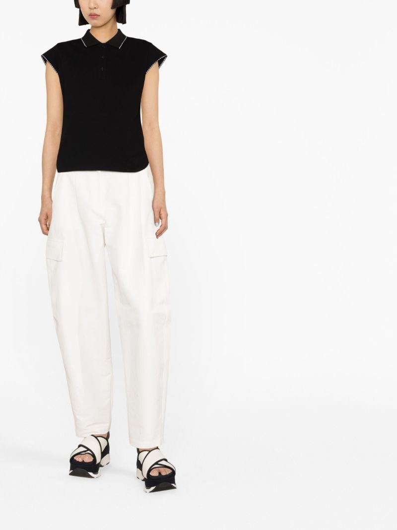 Black Picot-trim Polo Shirt