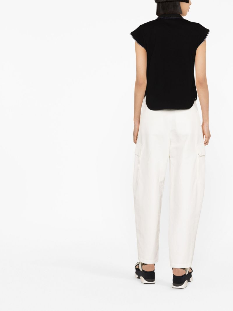 Black Picot-trim Polo Shirt