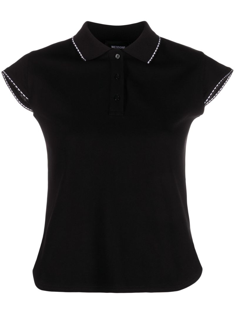Black Picot-trim Polo Shirt