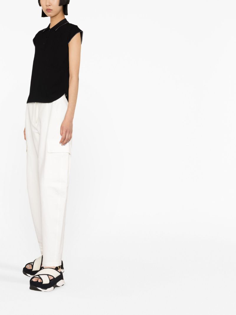 Black Picot-trim Polo Shirt