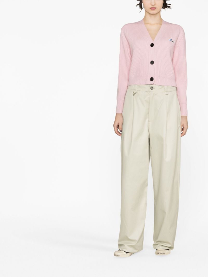 Pink Logo-patch Wool Cardigan