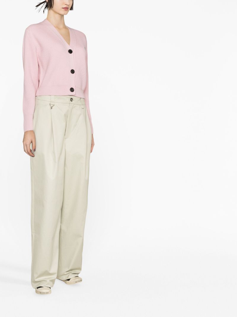 Pink Logo-patch Wool Cardigan