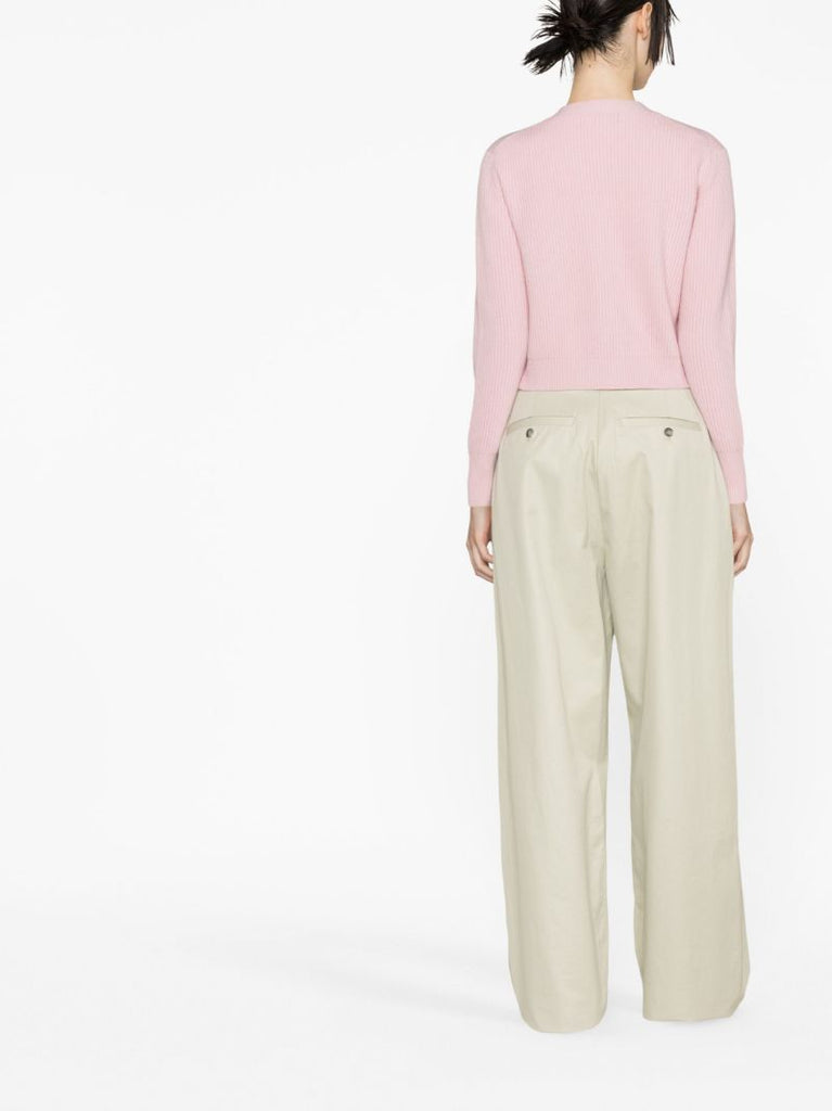 Pink Logo-patch Wool Cardigan