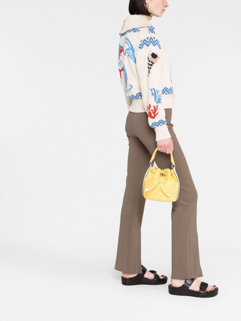Yellow Diamond Leather Bucket Bag