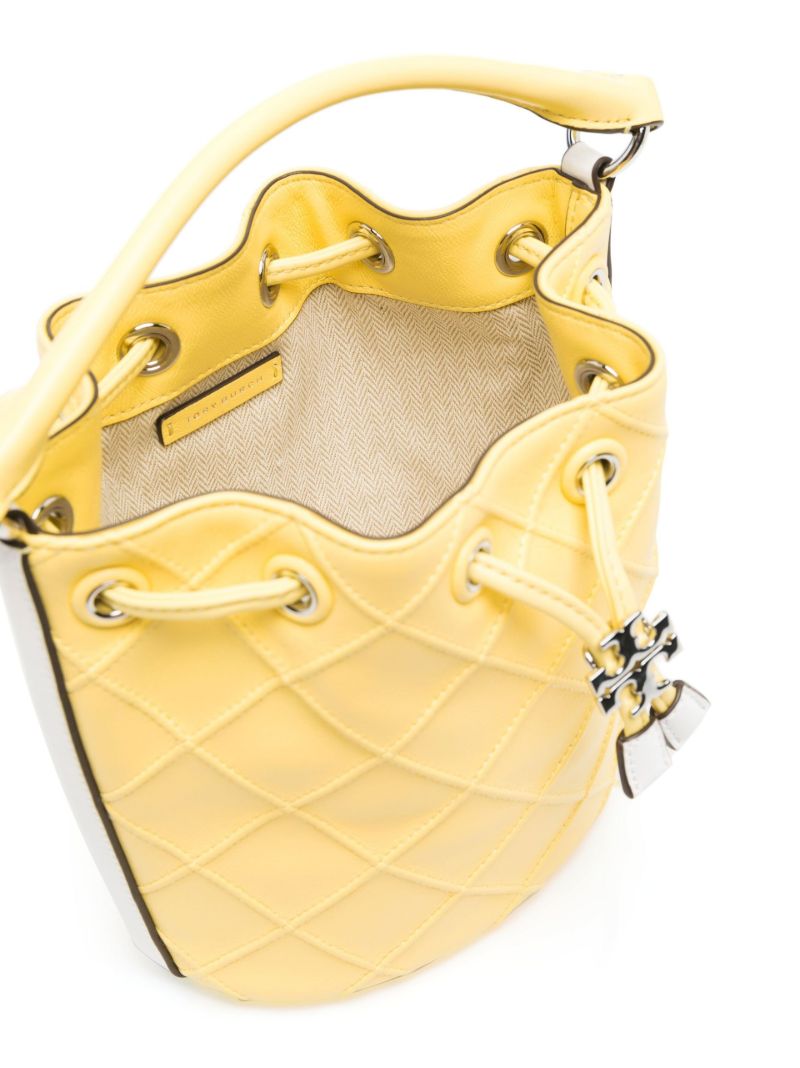 Yellow Diamond Leather Bucket Bag