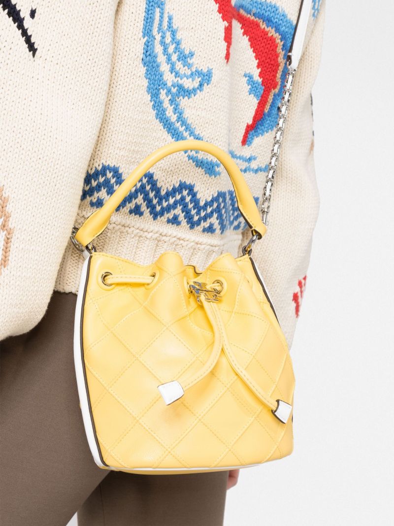 Yellow Diamond Leather Bucket Bag
