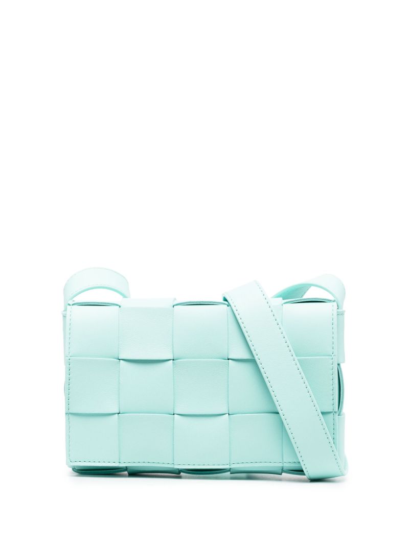 Blue Small Cassette Leather Cross Body Bag