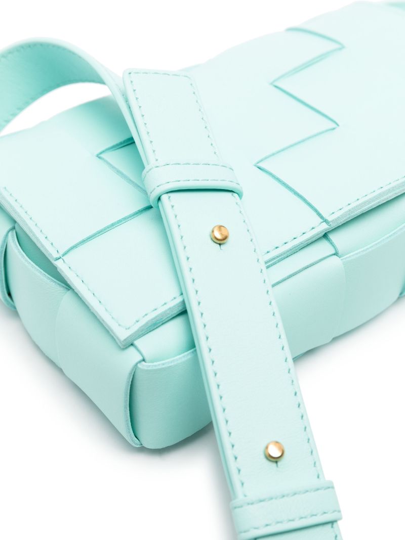Blue Small Cassette Leather Cross Body Bag