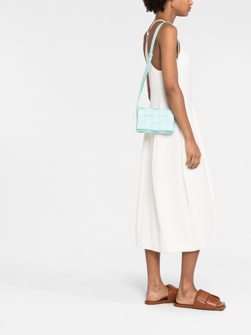 Blue Small Cassette Leather Cross Body Bag