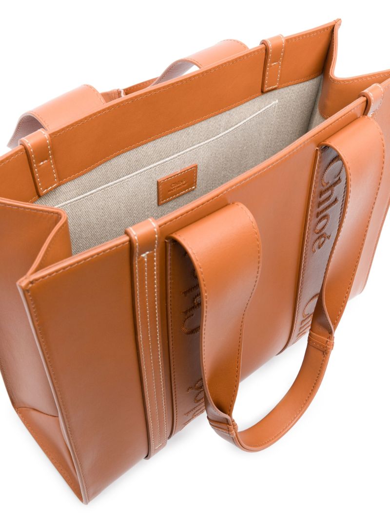 Brown Woody Medium Leather Tote Bag