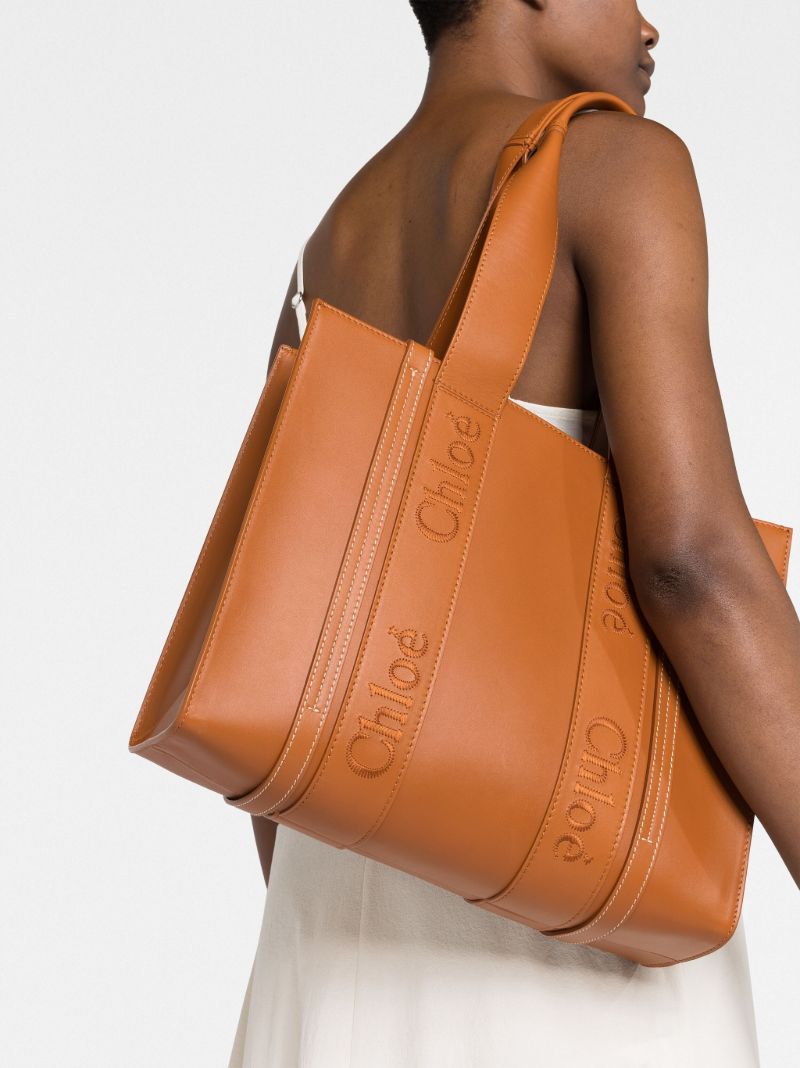 Brown Woody Medium Leather Tote Bag