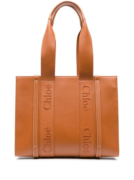 Brown Woody Medium Leather Tote Bag