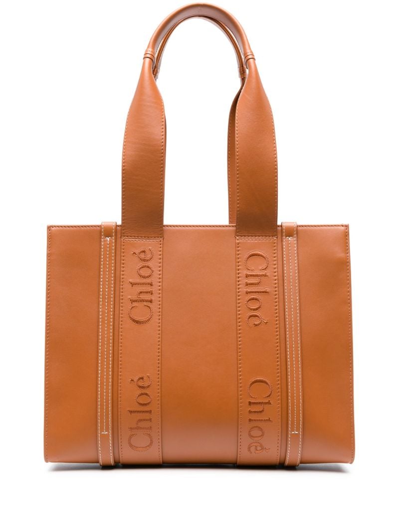 Brown Woody Medium Leather Tote Bag
