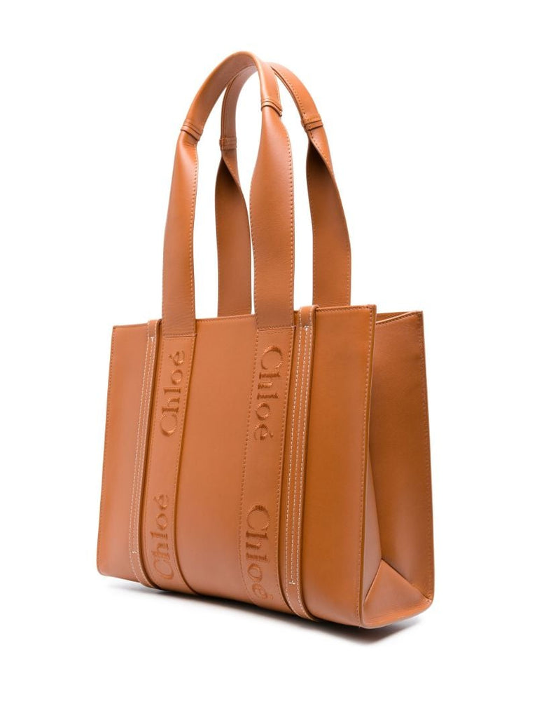 Brown Woody Medium Leather Tote Bag