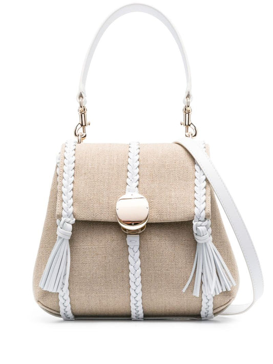 Neutral Penelope Small Linen Shoulder Bag