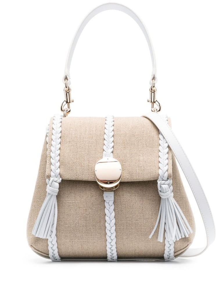 Neutral Penelope Small Linen Shoulder Bag