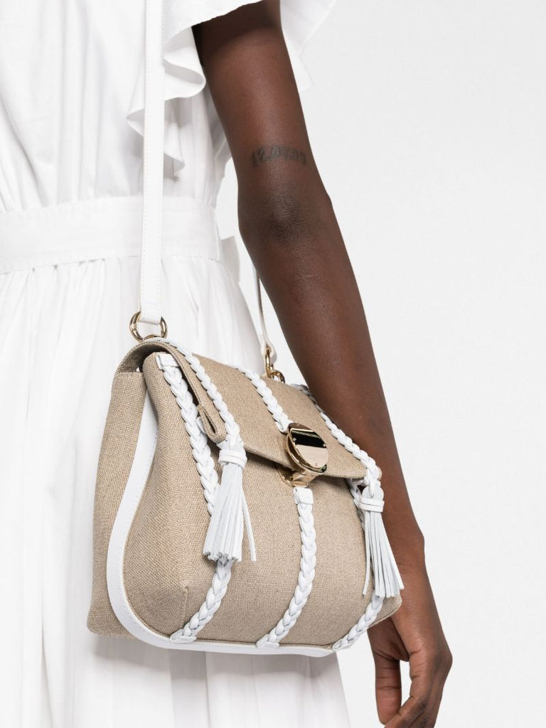 Neutral Penelope Small Linen Shoulder Bag