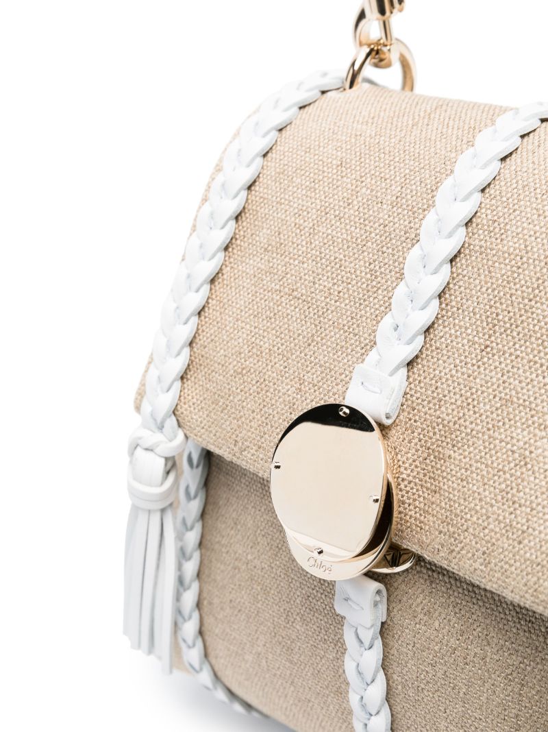 Neutral Penelope Small Linen Shoulder Bag