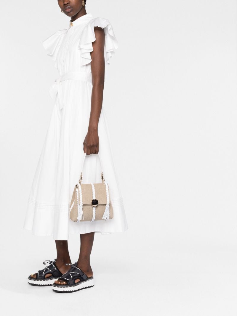 Neutral Penelope Small Linen Shoulder Bag