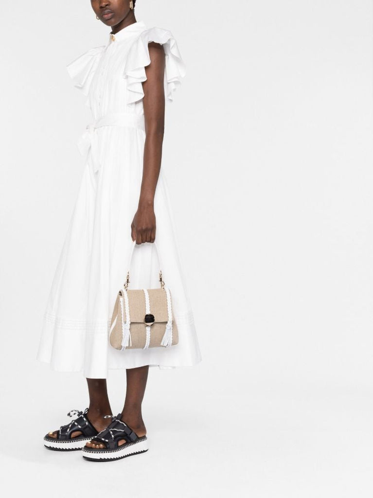 Neutral Penelope Small Linen Shoulder Bag