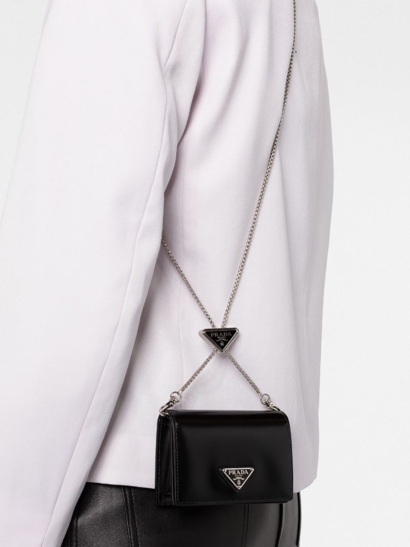 Black Triangle Logo Leather Wallet