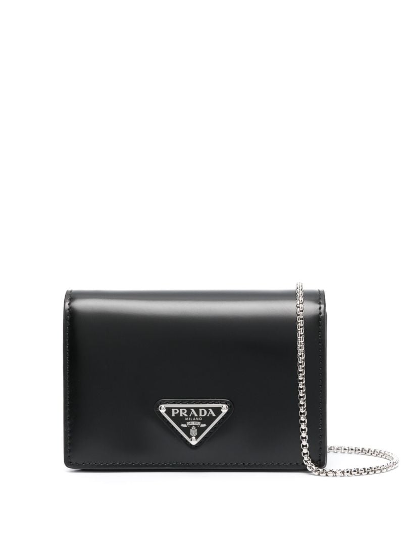 Black Triangle Logo Leather Wallet