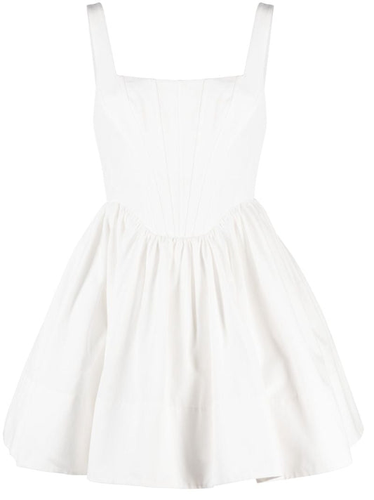 White Landscape Flared Mini Dress
