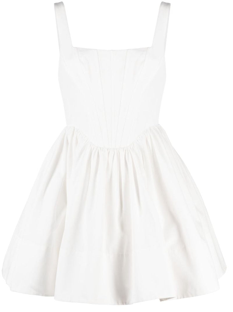 White Landscape Flared Mini Dress