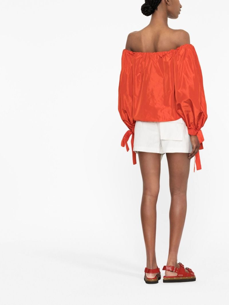 Red Colby Off Shoulder Taffeta Blouse