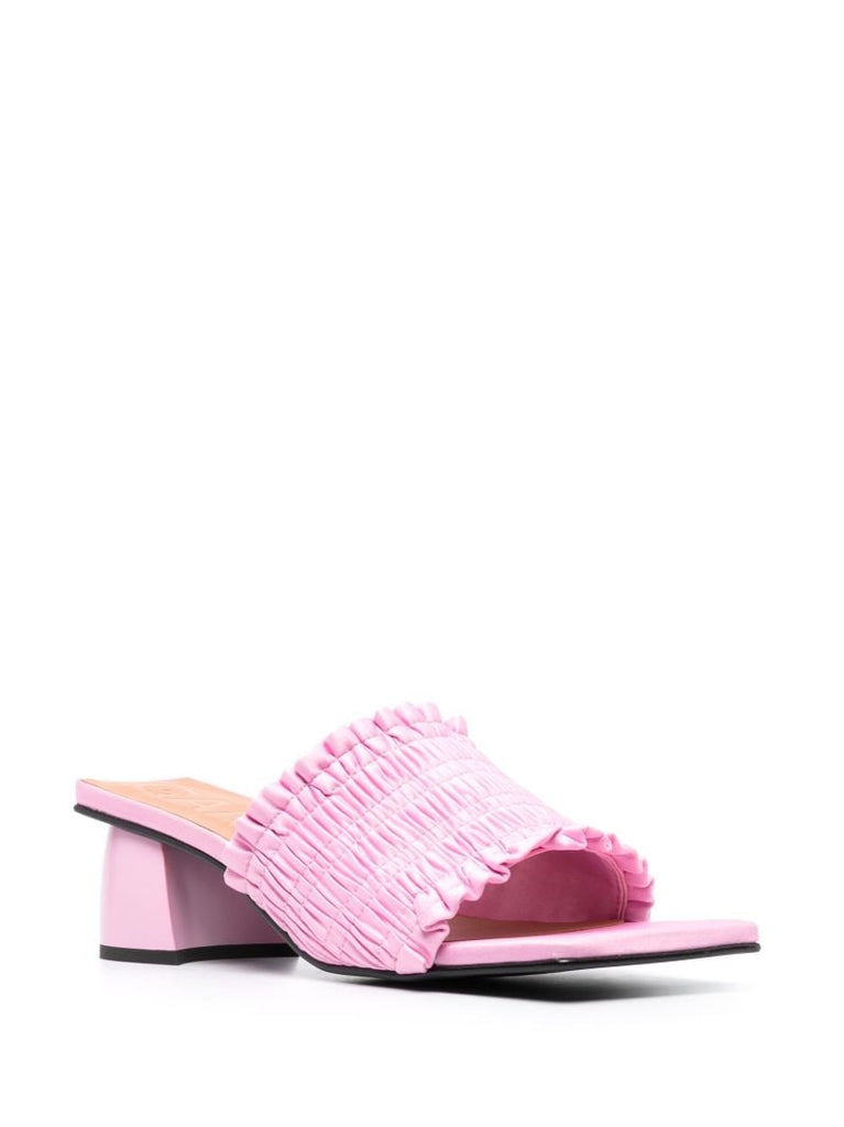 Pink 65 Smocked Leather Mules