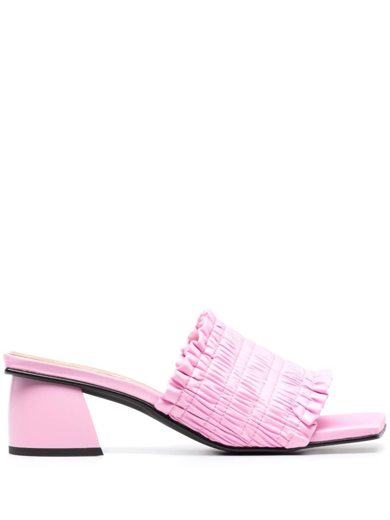 Pink 65 Smocked Leather Mules