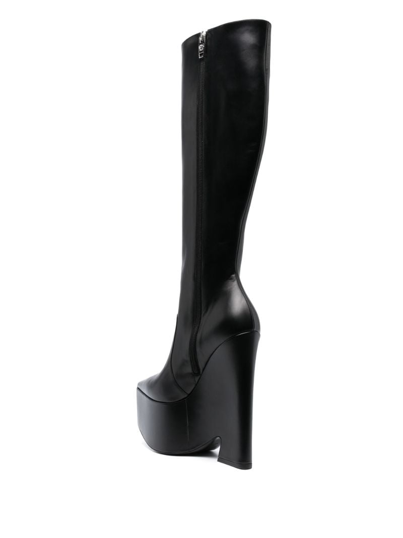 Black Tempest Leather Knee-high Platform Boots