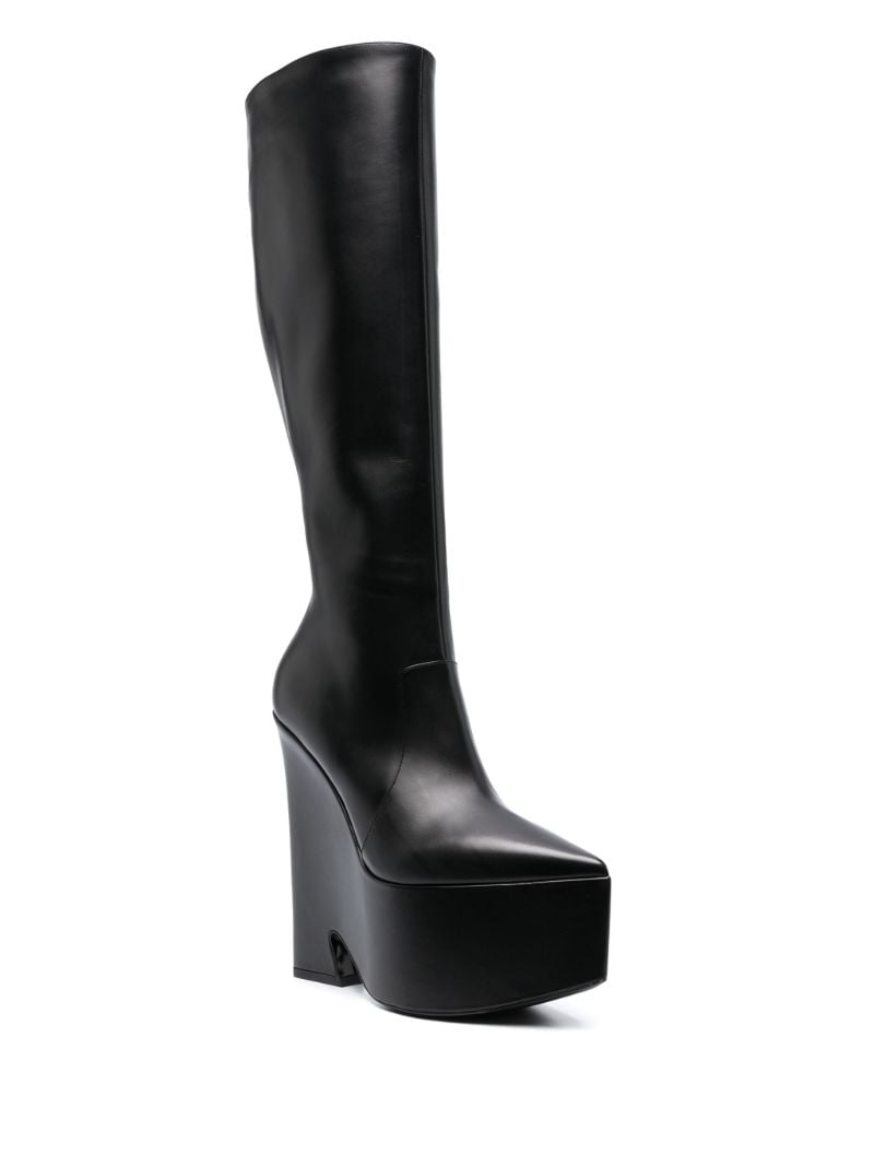 Black Tempest Leather Knee-high Platform Boots